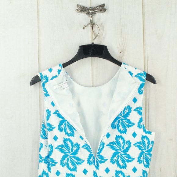 Diane von Furstenberg Blue Floral Print Flare Mini Dress Size 14 - Picture 11 of 12